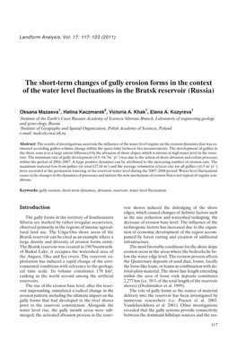 The Short-Term Changes of Gully Erosion Forms in the Context of the Water Level Fluctuations in the Bratsk Reservoir (Russia)