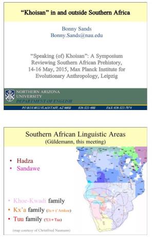 Southern African Linguistic Areas (Güldemann, This Meeting)