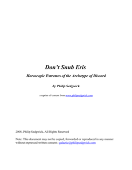 Don't Snub Eris