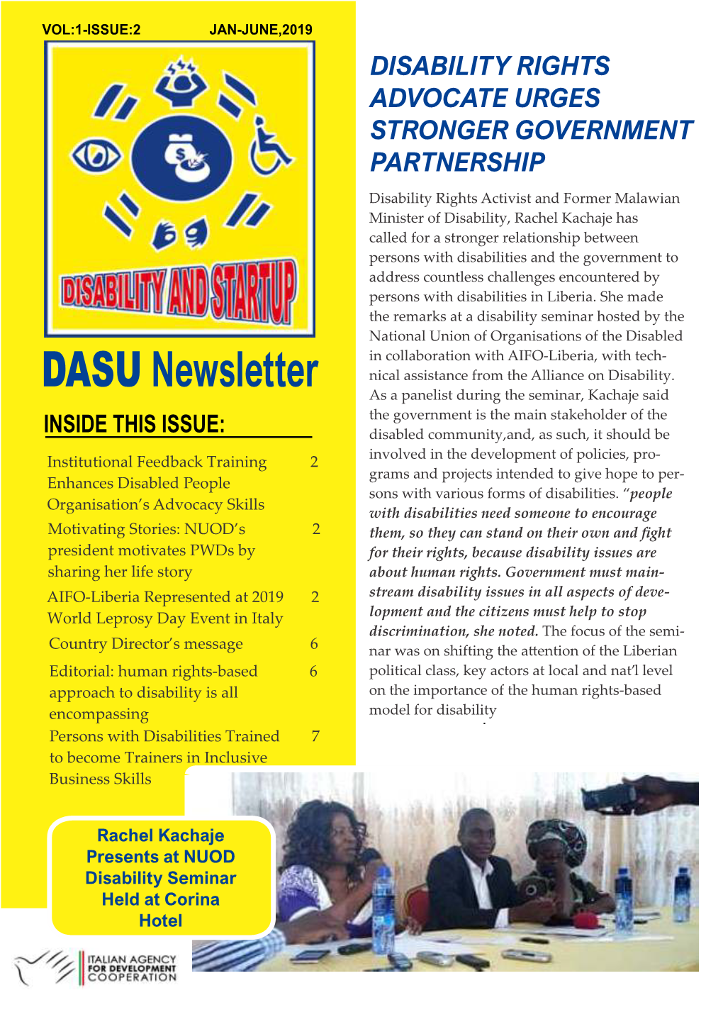 DASU Newsletter Nical Assistance from the Alliance on Disability