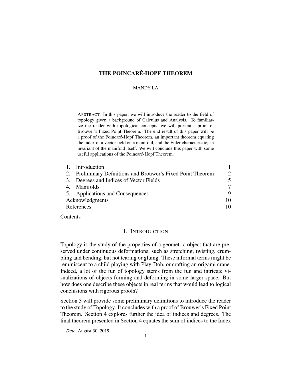 The Poincaré-Hopf Theorem