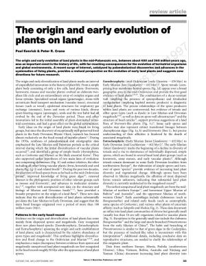 The Origin and Early Evolution of Plants on Land