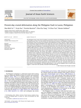 Present-Day Crustal Deformation Along the Philippine Fault in Luzon