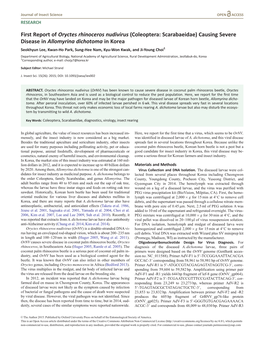 First Report of Oryctes Rhinoceros Nudivirus (Coleoptera