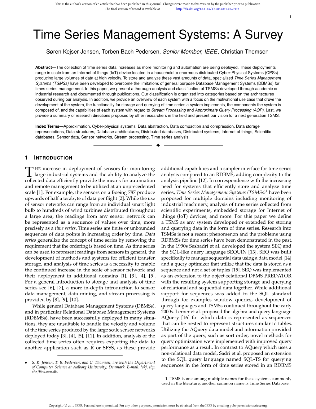 Time Series Management Systems: a Survey