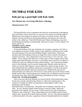 MUMBAI for KIDS Kids Put up a Good Fight with Kali, Iaido