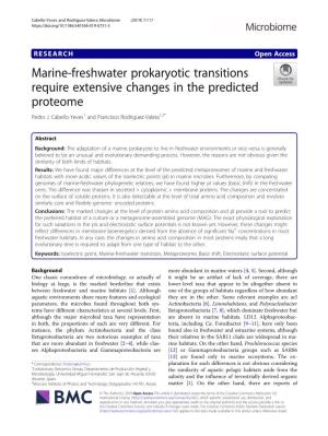 Marine-Freshwater Prokaryotic Transitions Require Extensive Changes in the Predicted Proteome Pedro J