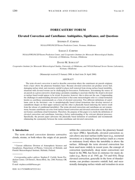 FORECASTERS' FORUM Elevated Convection and Castellanus