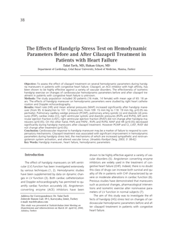 The Effects of Handgrip Stress Test on Hemodynamic Parameters Before