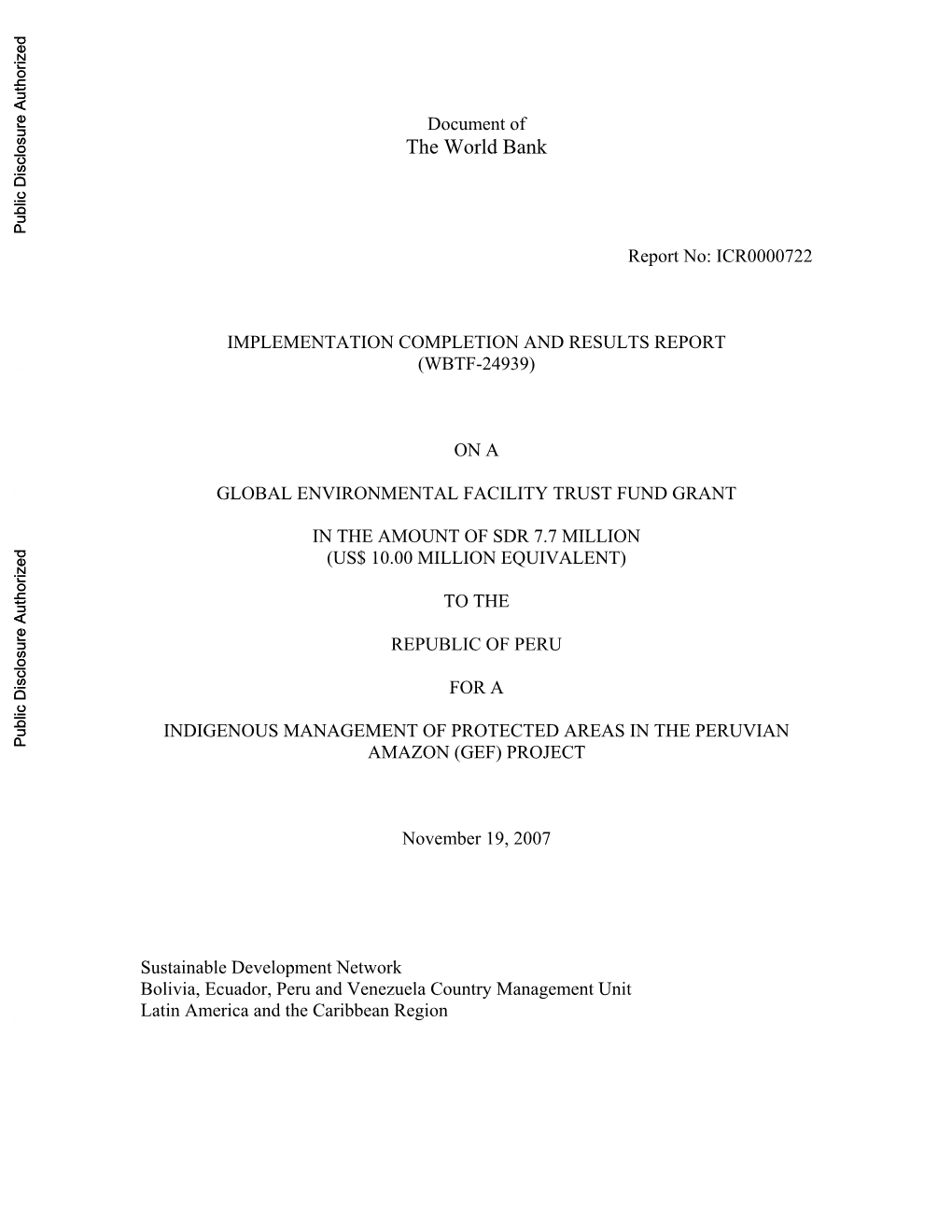 World Bank Document