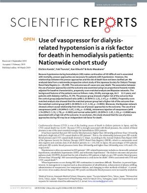Use of Vasopressor for Dialysis-Related Hypotension Is a Risk Factor for Death in Hemodialysis Patients