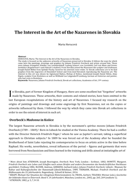 The Interest in the Art of the Nazarenes in Slovakia