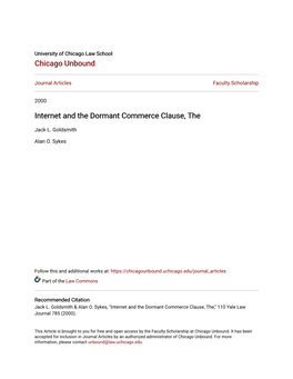 Internet and the Dormant Commerce Clause, The