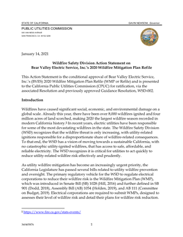 January 14, 2021 Wildfire Safety Division Action Statement on Bear