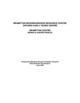 Brampton Centre OEYC Riding Profile……………………
