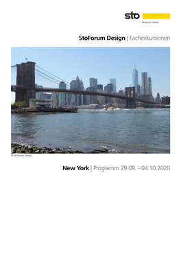 New York | Programm 29.09. - 04.10.2020 Stoforum Design - Fachexkursion New York