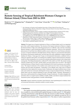 Remote Sensing of Tropical Rainforest Biomass Changes in Hainan Island, China from 2003 to 2018