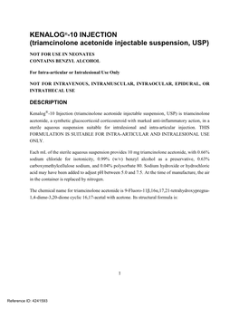 Triamcinolone Acetonide Injectable Suspension, USP)