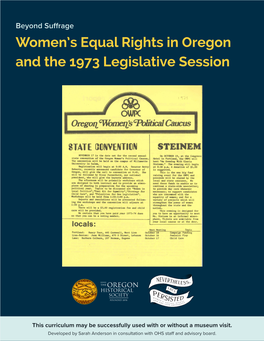 Women's Equal Rights in Oregon and the 1973 Legislative Session