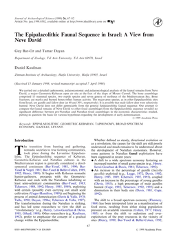 The Epipalaeolithic Faunal Sequence in Israel: a View from Neve David