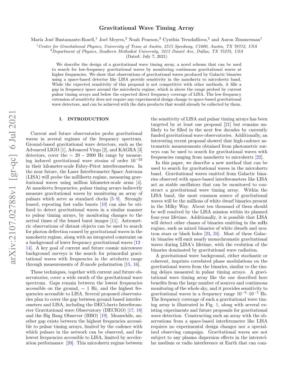 Gravitational Wave Timing Array