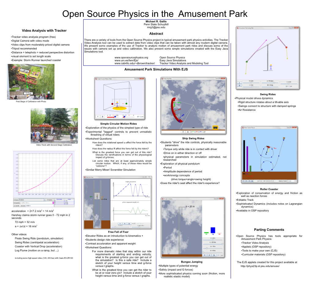 Open Source Physics in the Amusement Park Michael R