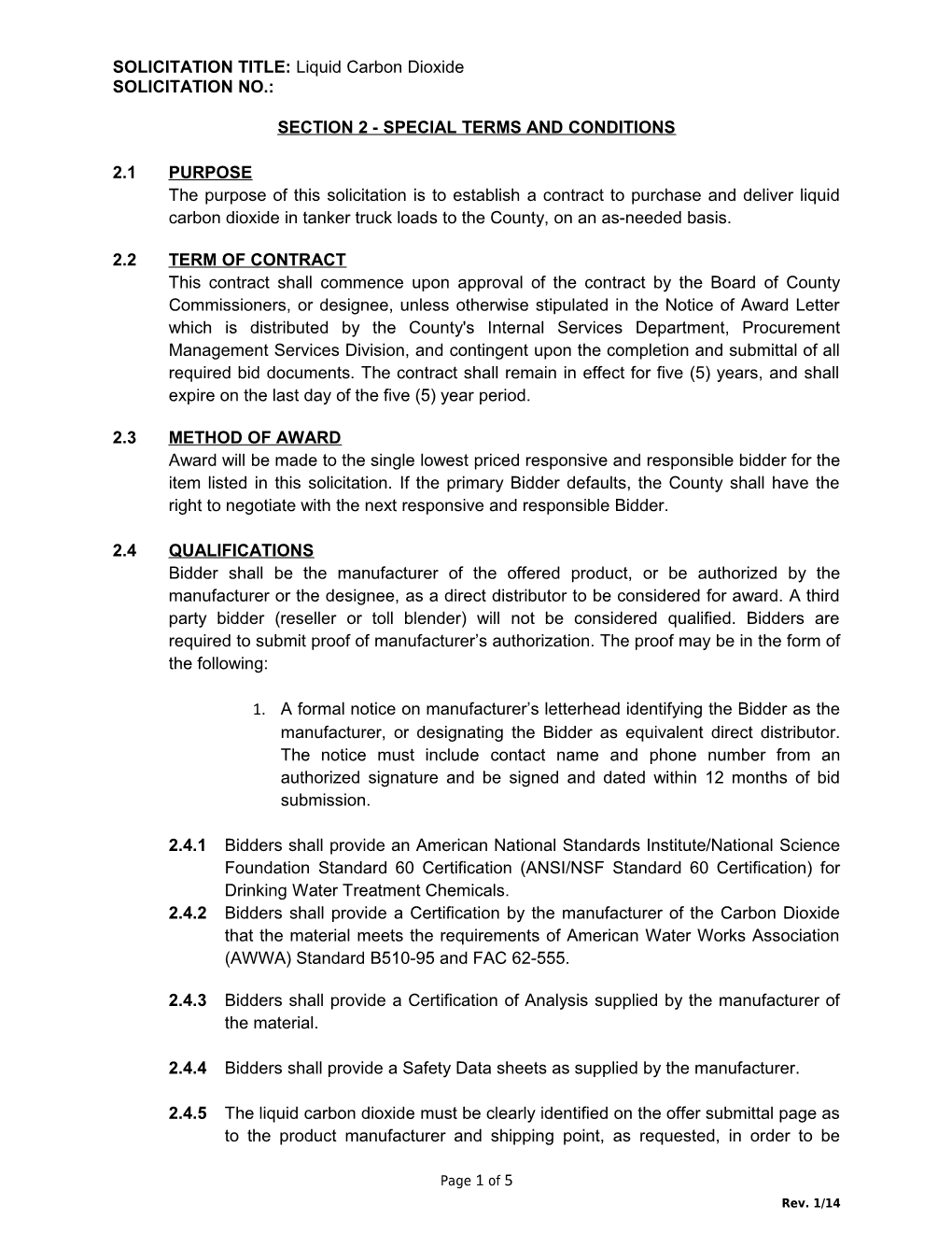 Section 2 - Special Terms and Conditions s1