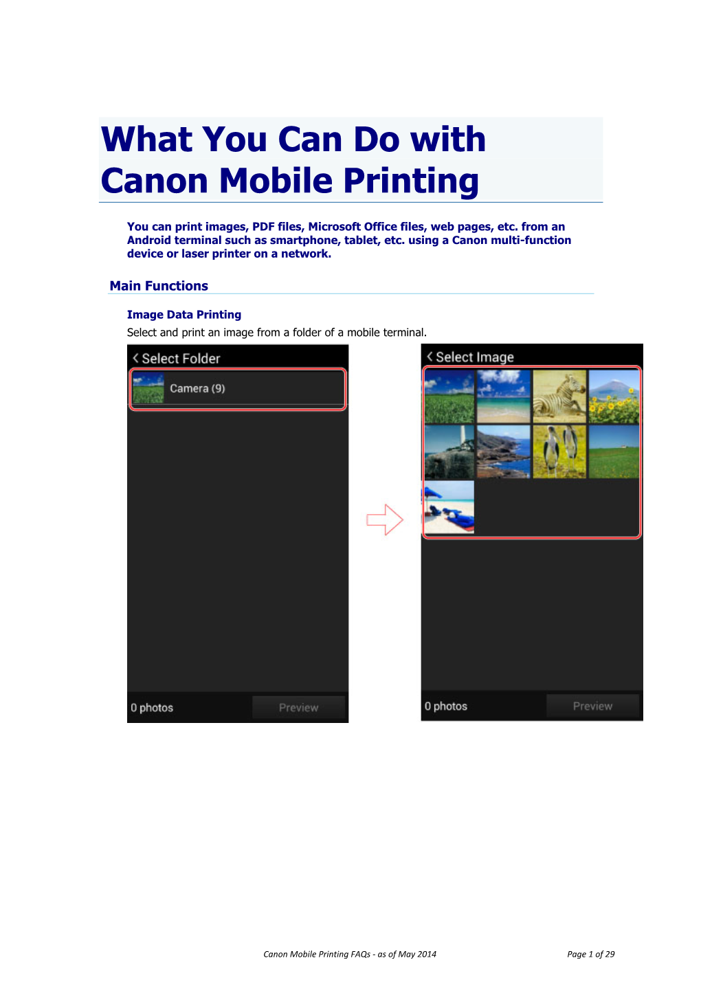 What You Can Do with Canon Mobile Printing