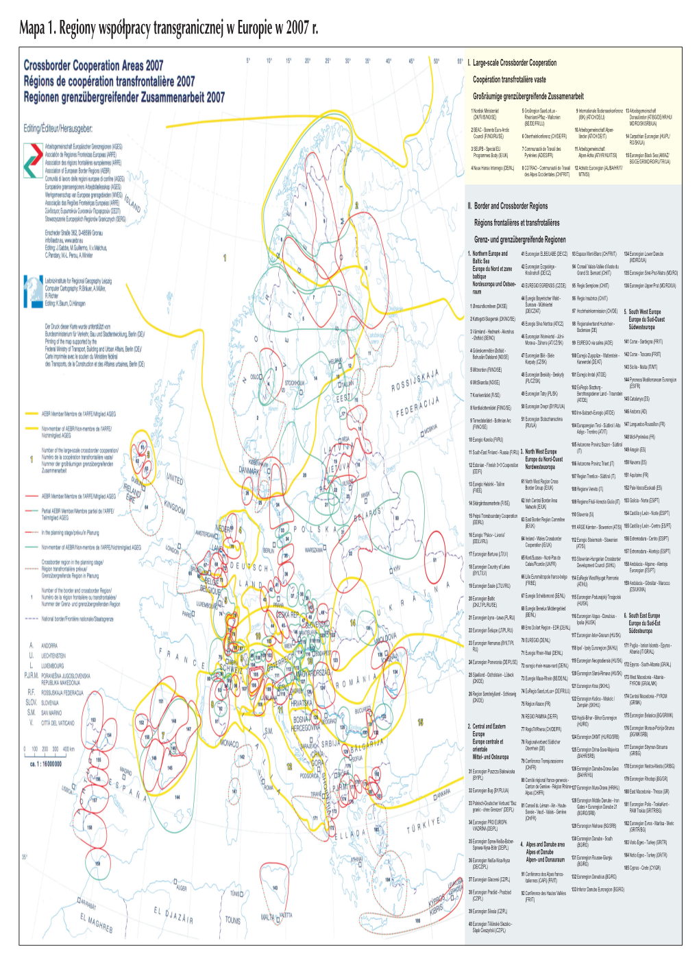 Mapa 1. Regiony Współpracy Transgranicznej W Europie W 2007 R