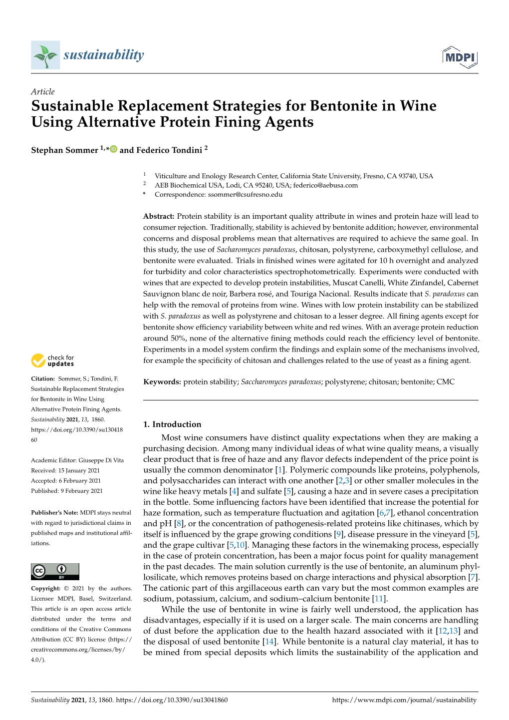 Sustainable Replacement Strategies for Bentonite in Wine Using Alternative Protein Fining Agents