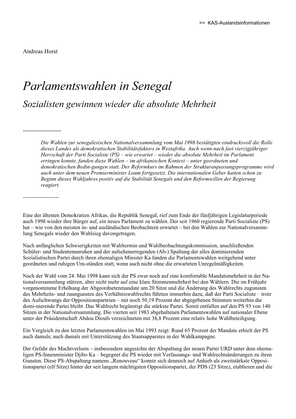 Parlamentswahlen in Senegal