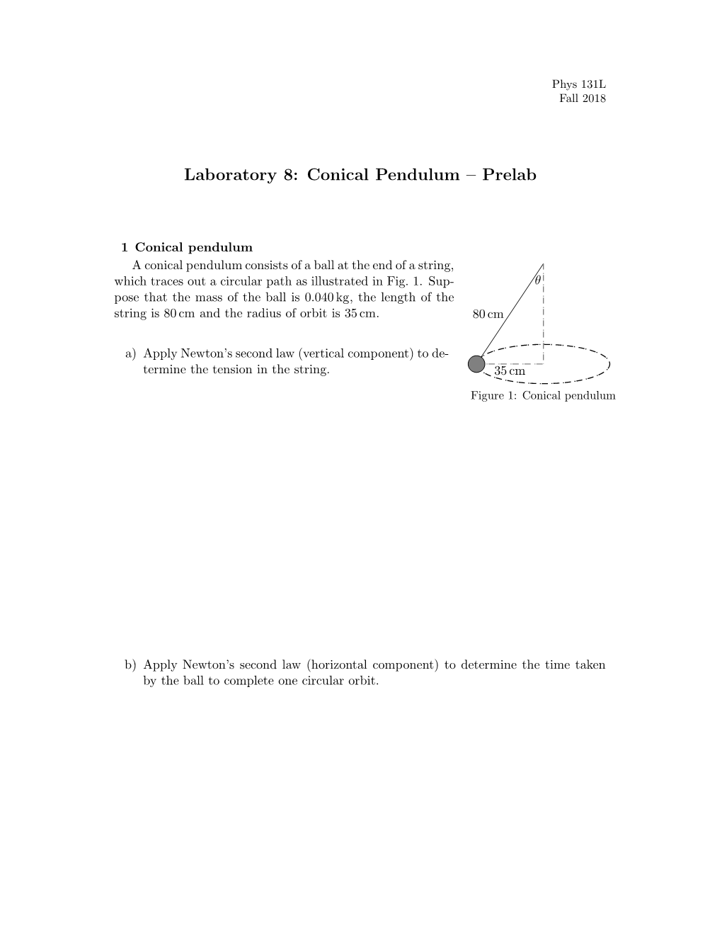 Conical Pendulum – Prelab
