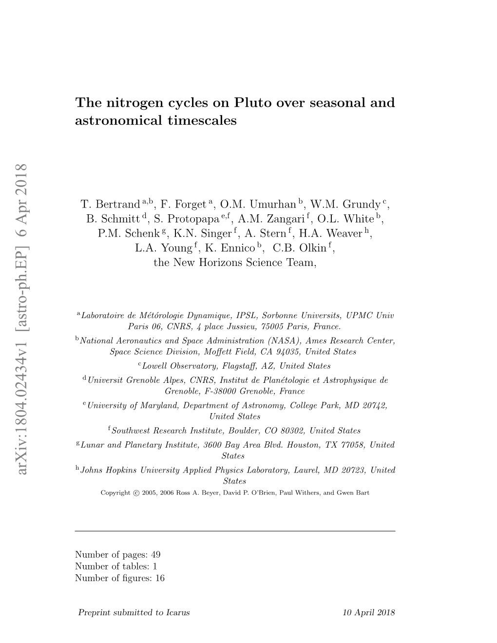 The Nitrogen Cycles on Pluto Over Seasonal and Astronomical Timescales