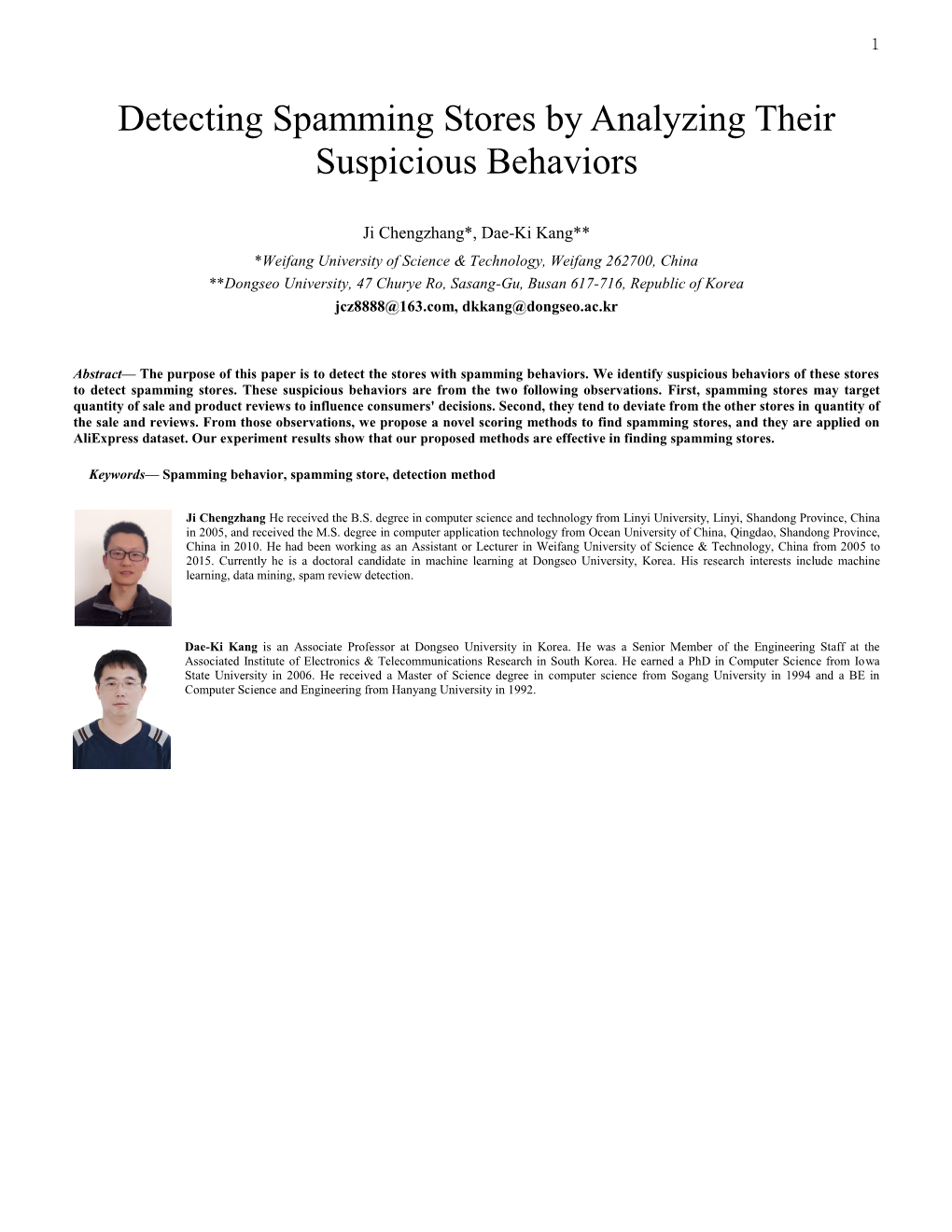 Detecting Spamming Stores by Analyzing Their Suspicious Behaviors