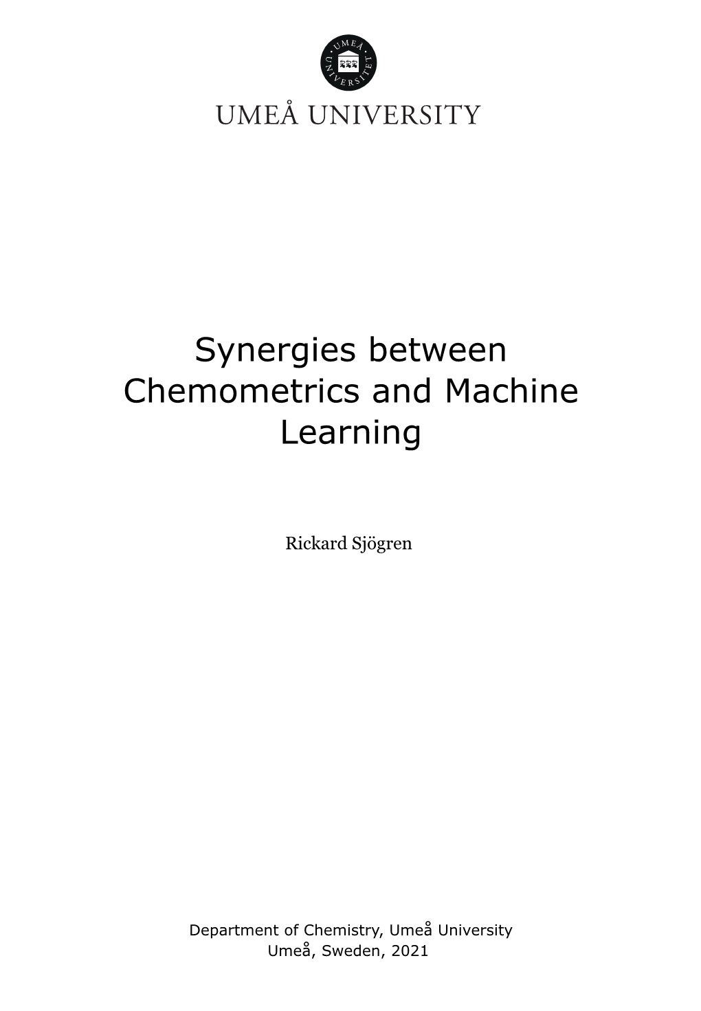 Synergies Between Chemometrics and Machine Learning