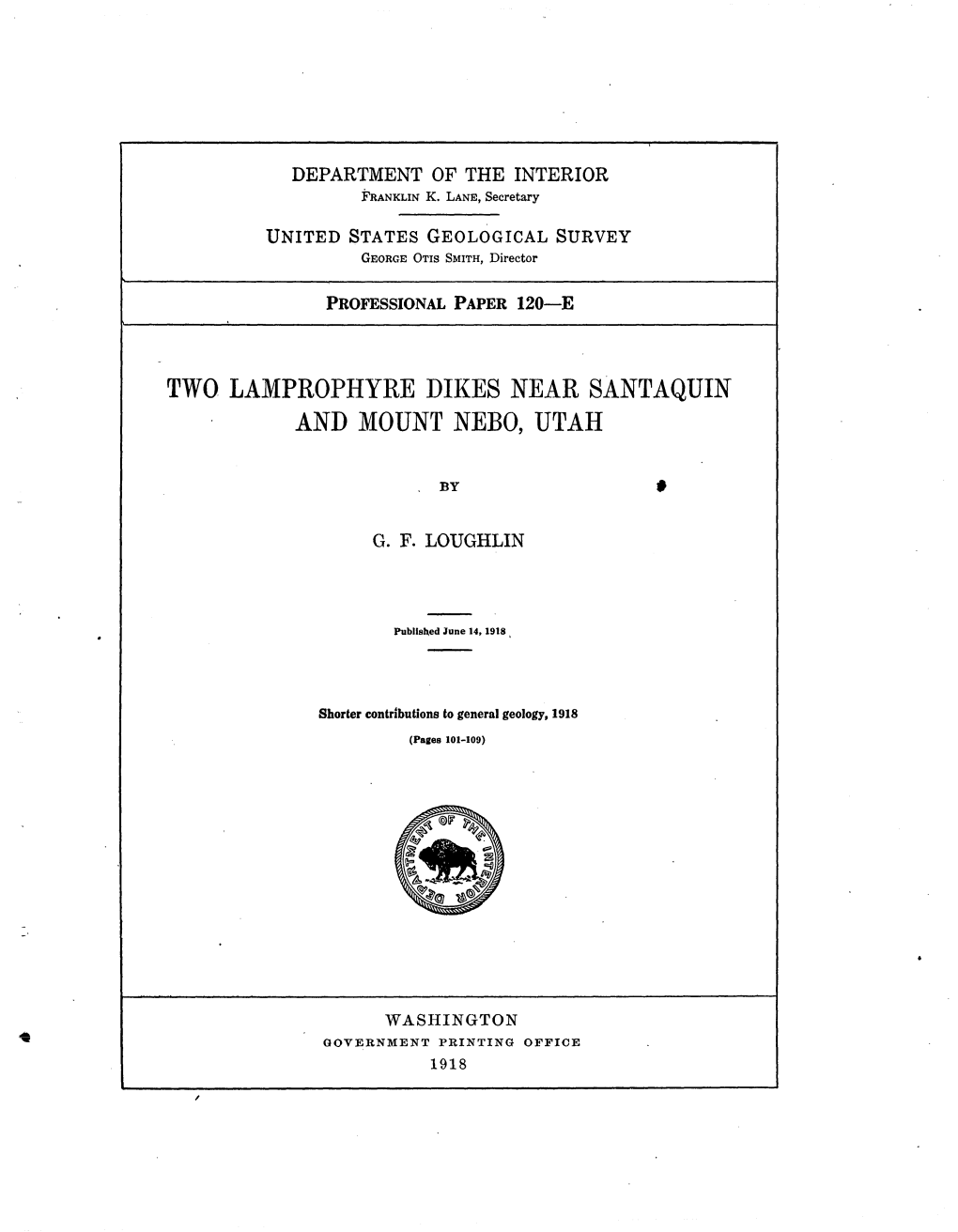 Two Lamprophyre Dikes Near Santaquin and Mount Nebo, Utah