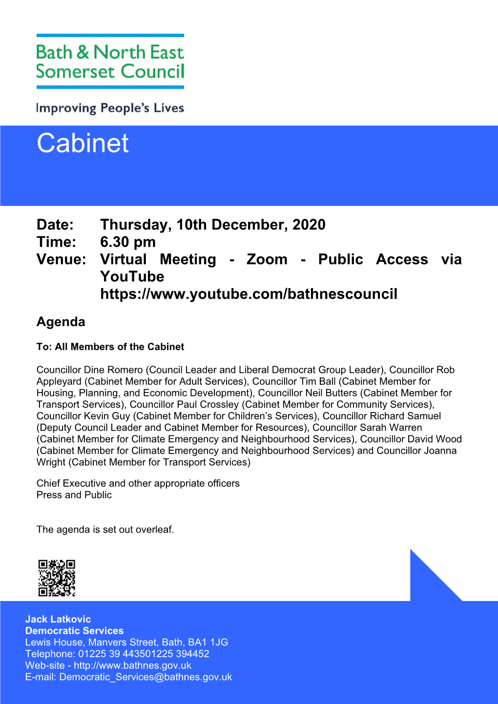 (Public Pack)Agenda Document for Cabinet, 10/12/2020 18:30