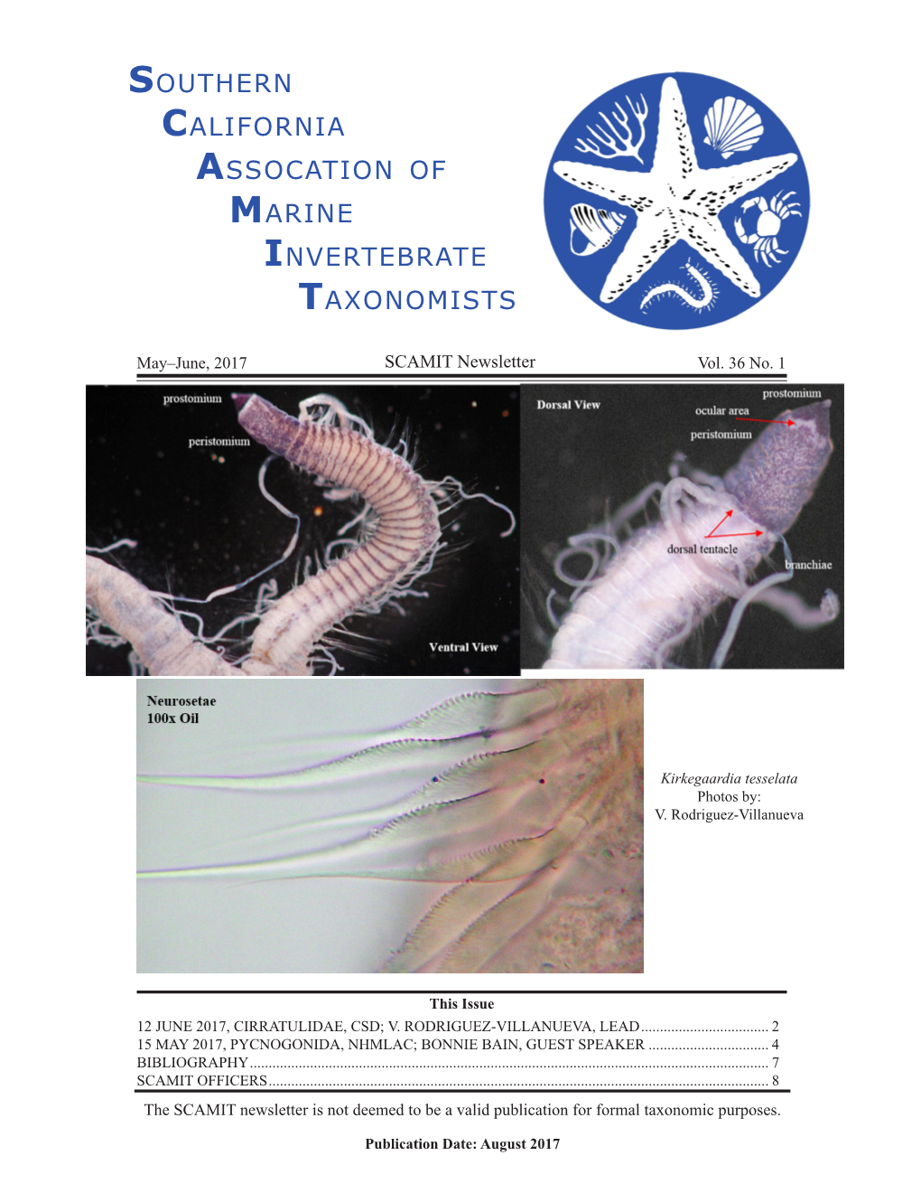 SCAMIT Newsletter Vol. 36 No. 1 2017 May/June