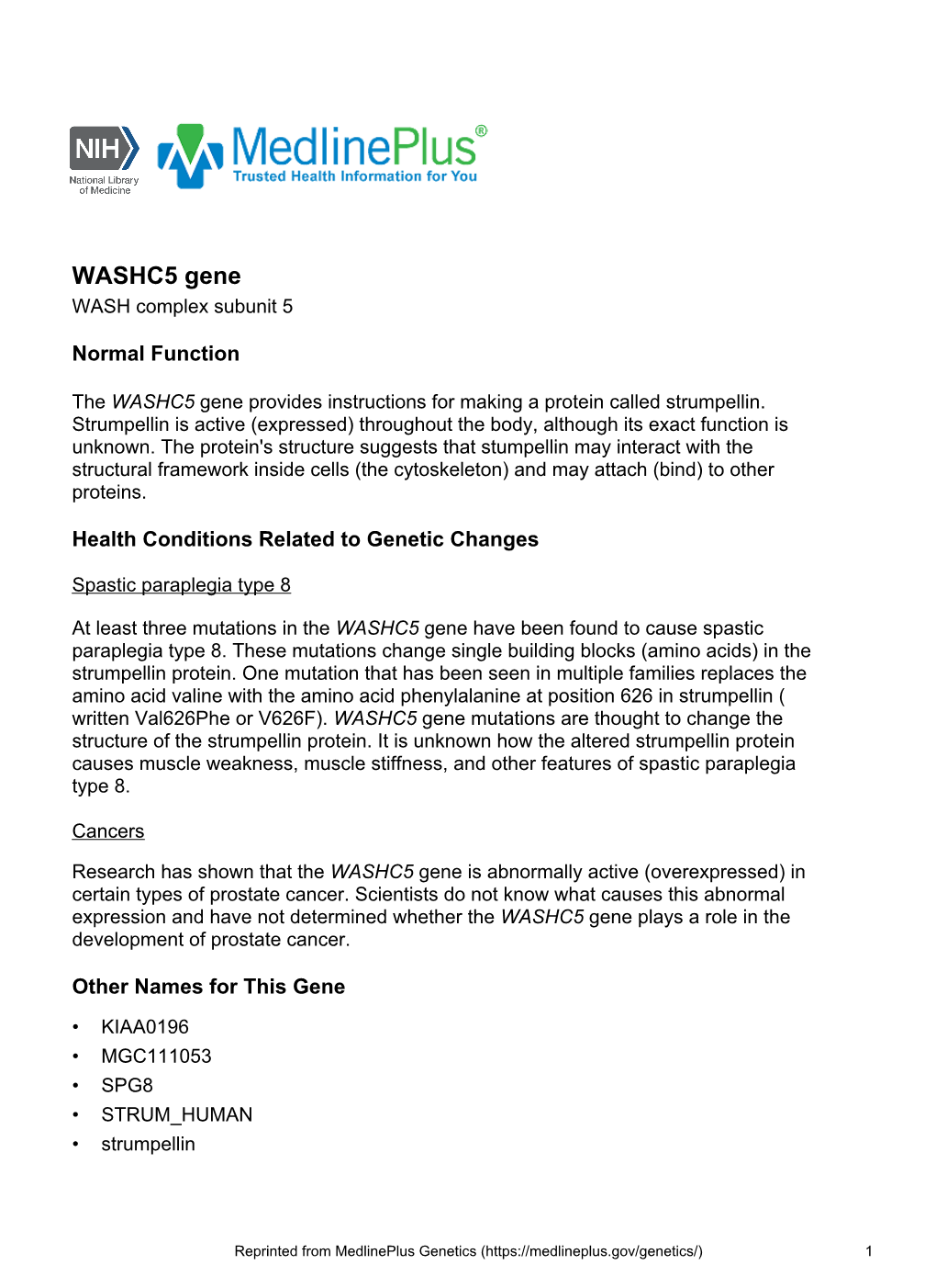 WASHC5 Gene WASH Complex Subunit 5