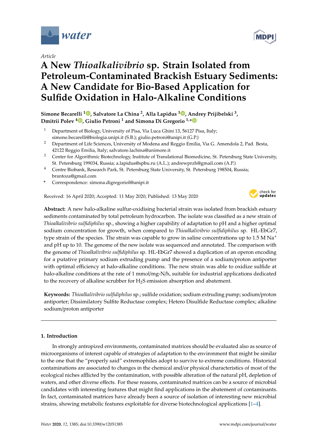 A New Thioalkalivibrio Sp. Strain Isolated from Petroleum