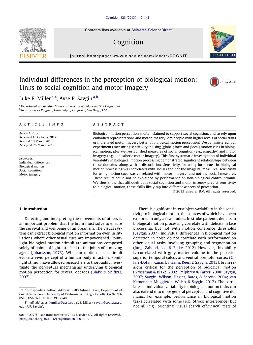 Links to Social Cognition and Motor Imagery ⇑ Luke E