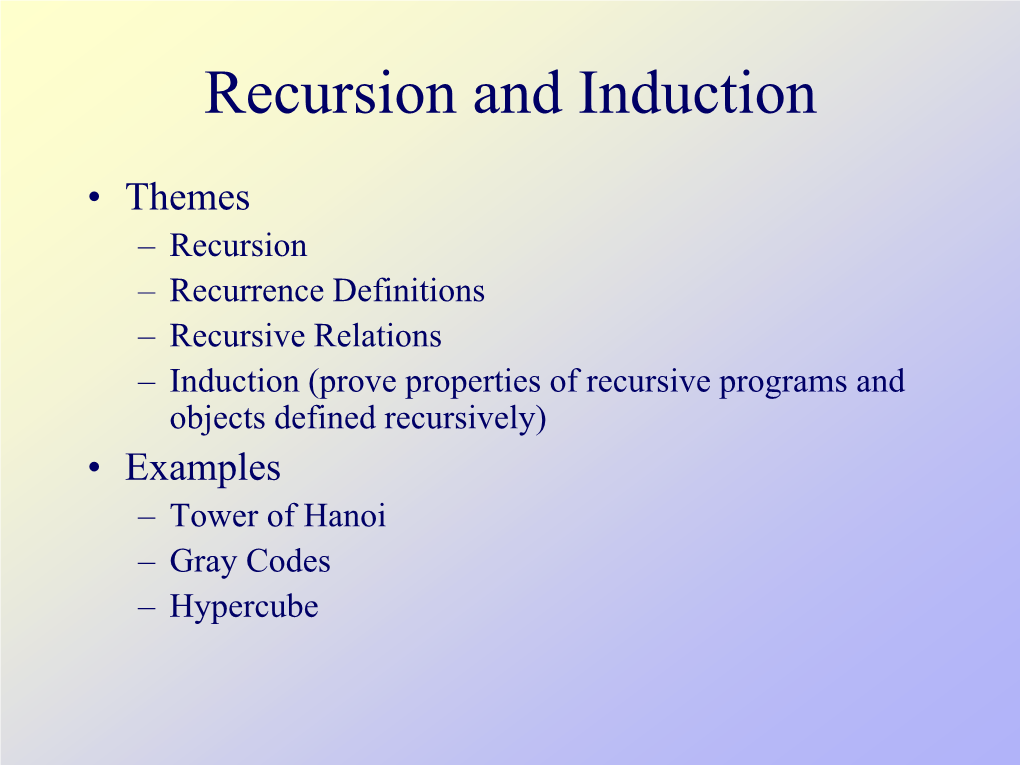 Tower of Hanoi – Gray Codes – Hypercube Recursion & Recurrence Relations