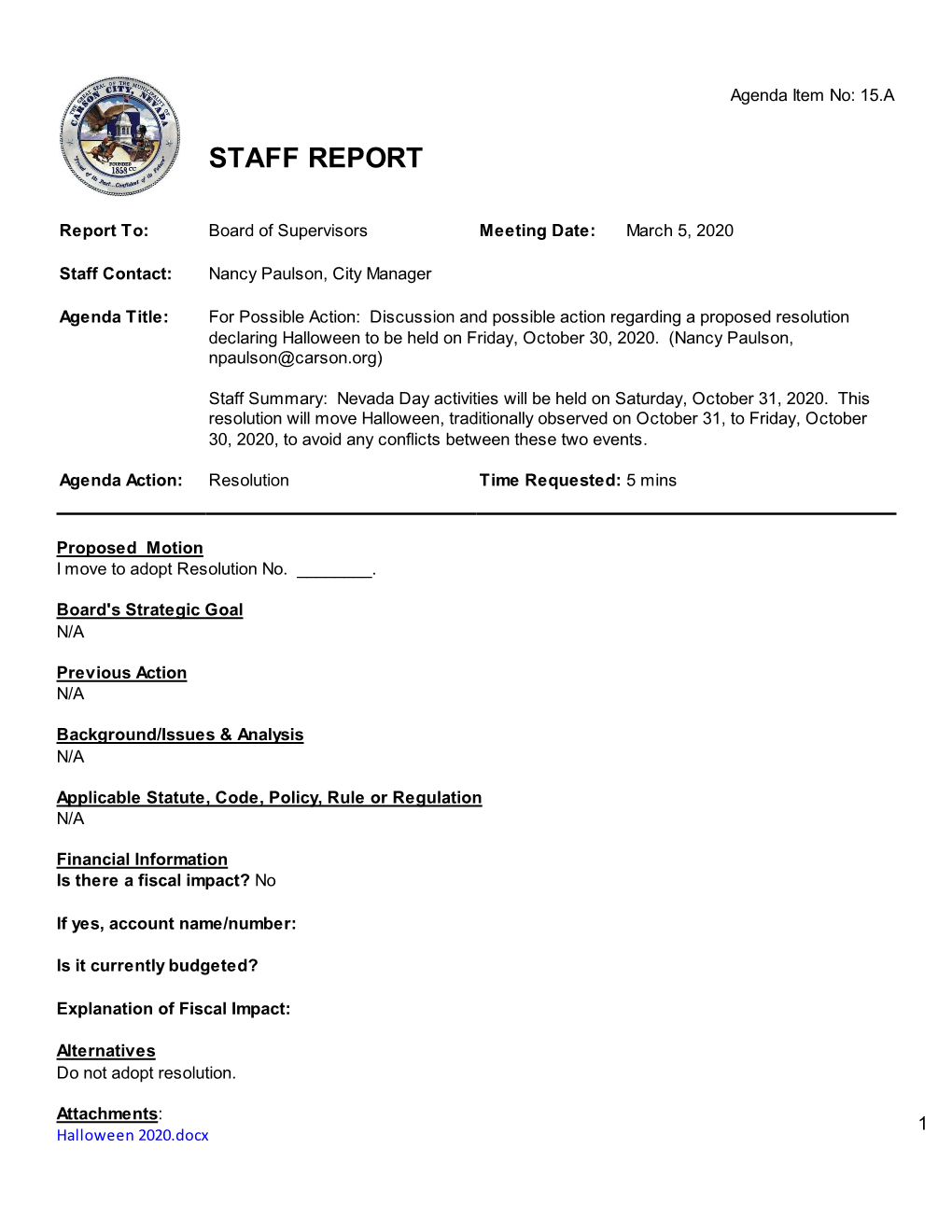 Staff Report