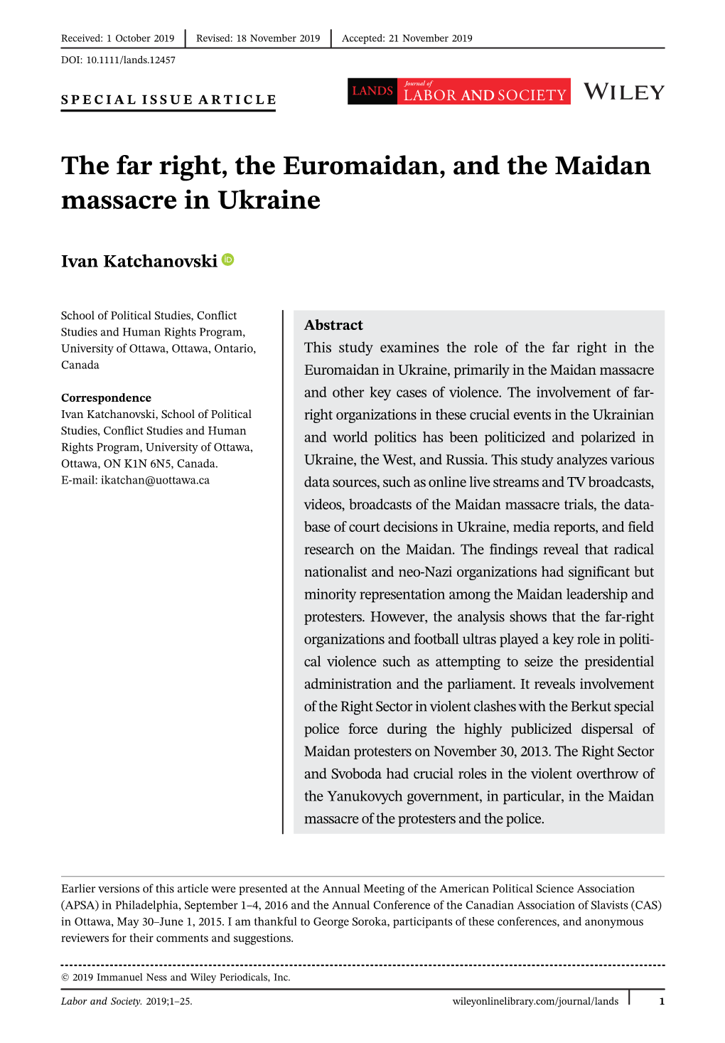 The Far Right, the Euromaidan, and the Maidan Massacre in Ukraine