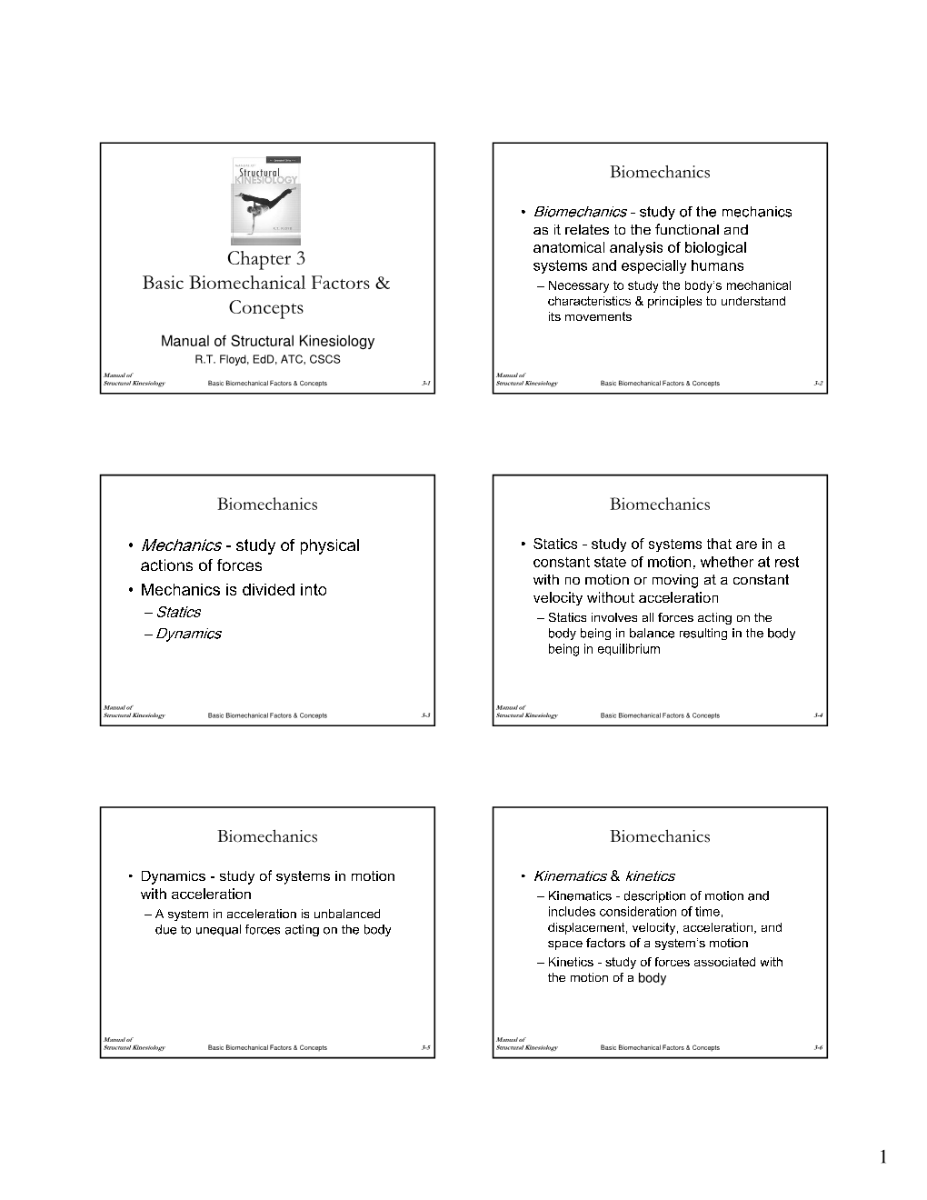 Chapter 3 Basic Biomechanical Factors & Concepts