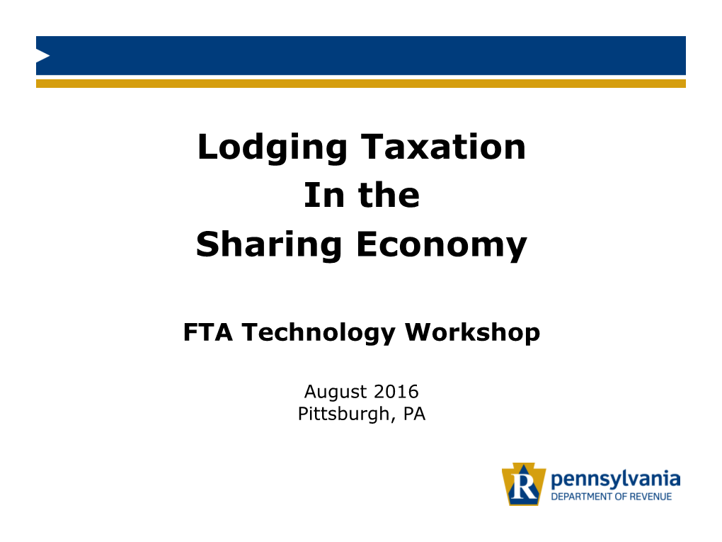 Lodging Taxation in the Sharing Economy