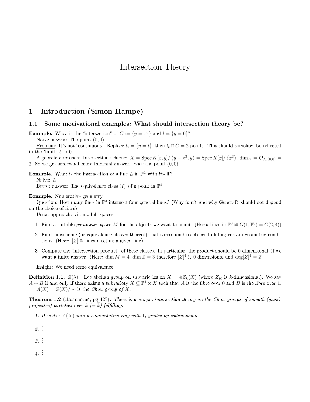 Intersection Theory