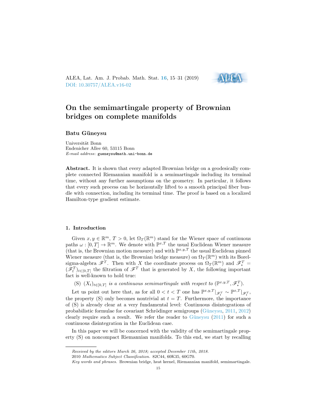 On the Semimartingale Property of Brownian Bridges on Complete Manifolds