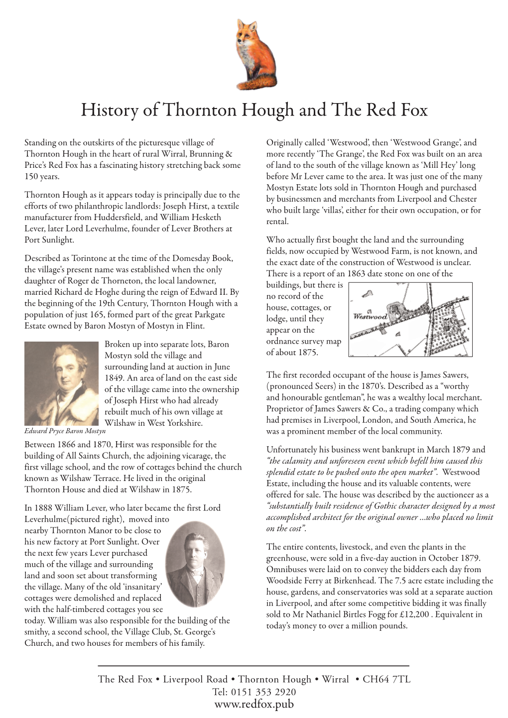 History of Thornton Hough and the Red Fox