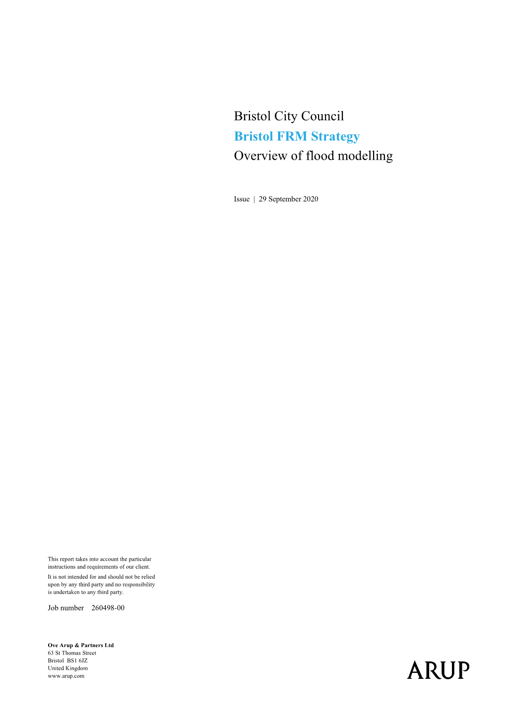 Bristol City Council Bristol FRM Strategy Overview of Flood Modelling